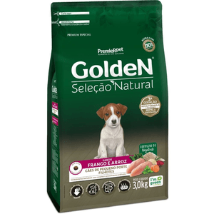Ração Seca Golden Seleção Natural Cães Filhotes Mini Bits - 3Kg