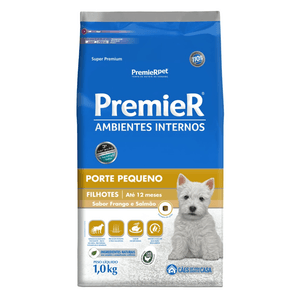 Ração Seca Premier Pet Ambientes Internos Cães Filhotes Raças Peq Frango E Salmão - 1Kg