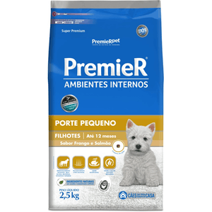 Ração Seca Premier Pet Ambientes Internos Cães Filhotes Raças Peq Frango E Salmão - 2,5Kg