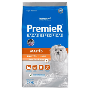 Ração Seca Premier Pet Raças Especificas Cães Adultos Maltês - 7,5Kg