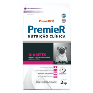 Ração Seca Premier Pet Nutrição Clinica Cães Raças Pequenas Diabetes - 2Kg