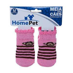 Meia Rosa Listrada Home Pet - M