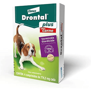 Vermífugo Drontal Plus Sabor Carne Cães - 4 Comprimidos