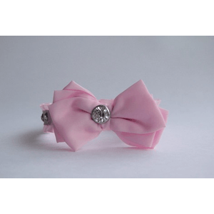 Coleira Zooland Para Cachorros Modelo 1407 - Rosa Com Laço E Pedrinha