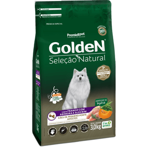Ração Seca Golden Seleção Natural Cães Adultos  Raças Pequenas Abóbora - 3Kg