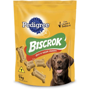 Biscoito Pedigree Biscrok Para Cães Adultos  Raças Grandes - 1Kg