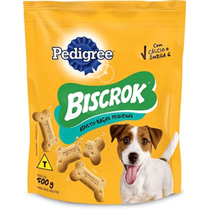Biscoito Pedigree Biscrok Para Cães Adultos  Raças Pequenas - 500G