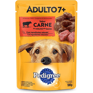 Ração Úmida Pedigree Sachê Carne Ao Molho Para Cães Adultos  Sênior 7+ Anos - 100G