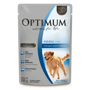 Ração Úmida Optimum Sachê Para Cães Adultos  Frango - 100G