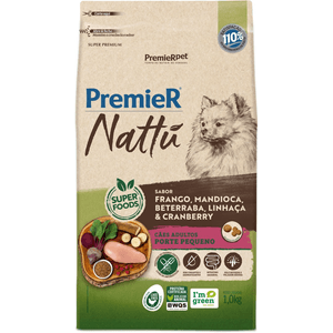 Ração Seca Premier Pet Nattu Cães Adultos Raças Peq Mandioca - 1Kg