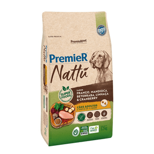 Ração Seca Premier Pet Nattu Cães Adultos  Mandioca - 12Kg