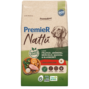 Ração Seca Premier Pet Nattu Cães Adultos  Abobora - 12Kg