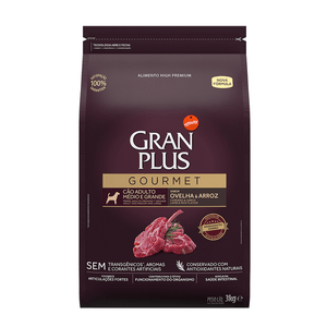 Ração Seca Gran Plus Gourmet Cães Adultos  Porte Médio E Grande Ovelha E Arroz - 3Kg