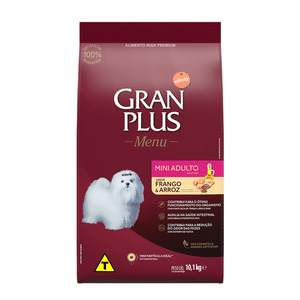 Ração Seca Gran Plus Menu Cães Adultos  Raças Mini Frango E Arroz - 10,1Kg