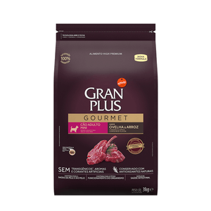 Ração Seca Gran Plus Gourmet Cães Adultos  Porte Mini Ovelha E Arroz - 3Kg