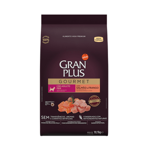 Ração Seca Gran Plus Gourmet Cães Adultos  Porte Mini Salmão E Frango - 10,1Kg