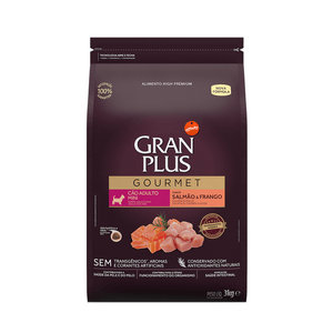 Ração Seca Gran Plus Gourmet Cães Adultos  Porte Mini Salmão E Frango - 3Kg