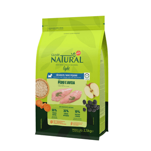 Ração Seca Guabi Natural Cães Adultos  Light Porte Mini E Pequeno Peru E Aveia - 2,5Kg