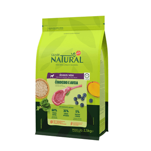 Ração Seca Guabi Natural Cães Adultos  Porte Médio Cordeiro E Aveia - 2,5Kg