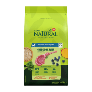 Ração Seca Guabi Natural Cães Adultos  Porte Mini E Pequeno Cordeiro E Aveia - 10,1Kg