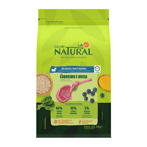 Ração Seca Guabi Natural Cães Adultos  Porte Mini E Pequeno Cordeiro E Aveia - 1Kg