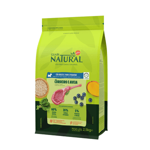 Ração Seca Guabi Natural Cães Adultos  Porte Mini E Pequeno Cordeiro E Aveia - 2,5Kg