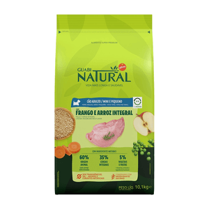 Ração Seca Guabi Natural Cães Adultos  Porte Mini E Pequeno Frango E Arroz Integral - 10,1Kg