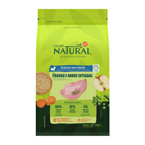 Ração Seca Guabi Natural Cães Adultos  Porte Mini E Pequeno Frango E Arroz Integral - 1Kg