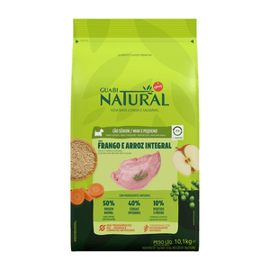 Ração Seca Guabi Natural Cães Sênior Porte Mini E Pequeno Frango E Arroz Integral - 10,1Kg