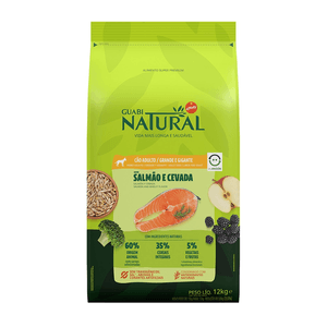 Ração Seca Guabi Natural Cães Adultos  Porte Grande E Gigante Salmão E Cevada - 12Kg