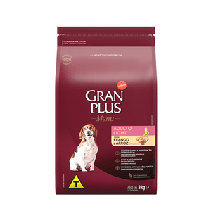 Ração Seca Gran Plus Menu Cães Adultos  Light Frango E Arroz -  3Kg