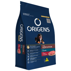 Ração Seca Origens Premium Especial Carne E Cereais Cães Adultos  Raças Grandes - 15Kg