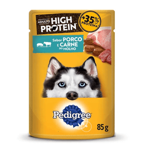Ração Úmidração Úmida Pedigree High Protein Cães Adultos  Porco E Carne Ao Molho - 85G