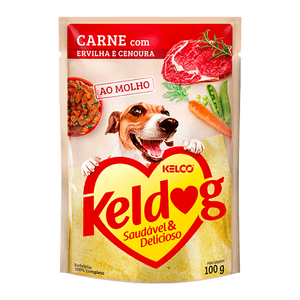 Keldog Alimento Úmido Sachê Carne, Ervilha E Cenoura - 100G