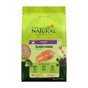 Ração Seca Guabi Natural Gatos Adultos  Salmão E Cevada - 7,5Kg