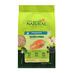 Ração Seca Guabi Natural Gatos Adultos  Castrados Salmão E Cevada - 1,5Kg
