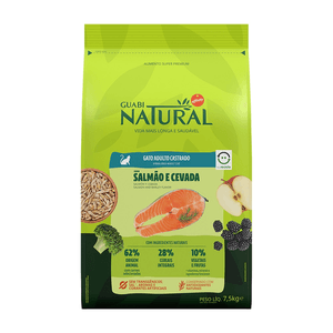 Ração Seca Guabi Natural Gatos Adultos  Castrados Salmão E Cevada - 7,5Kg