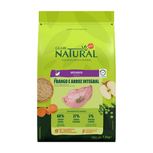 Ração Seca Guabi Natural Gatos Adultos  Frango E Arroz Integral - 7,5Kg