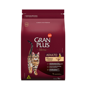 Ração Seca Gran Plus Menu Gatos Adultos  Frango E Arroz - 1Kg