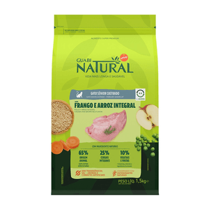 Ração Seca Guabi Natural Gatos Sênior Castrado Frango E Arroz Integral - 1,5Kg