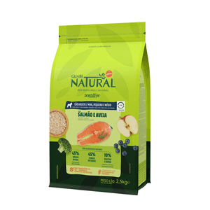 Ração Guabi Natural Sensível Para Cães Adultos  De Porte Mini, Pequeno E Médio Sabor Salmão E Aveia - 2,5Kg