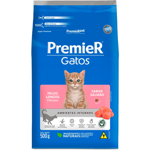 Ração Seca Premier Pet Amb Int Gatos Filhotes Pelos Longos Salmão - 500G