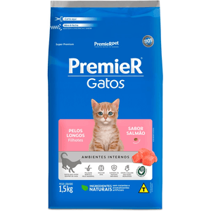 Ração Seca Premier Pet Amb Int Gatos Filhotes Pelos Longos Salmão - 1,5Kg