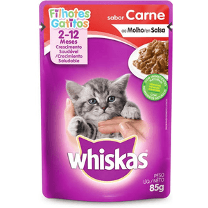 Ração Úmida Whiskas Sachê Carne Ao Molho Para Gatos Filhotes - 85G