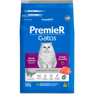 Ração Seca Premier Pet Amb Int Gatos Adultos Pelos Longos Salmão - 500G