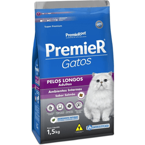 Ração Seca Premier Pet Amb Int Gatos Adultos Pelos Longos Salmão - 1,5Kg