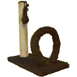 Arranhador Para Gatos Quadrado Com Argola De Pelúcia Lisa - Marrom