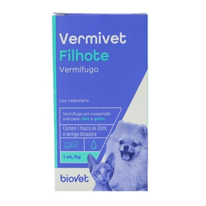 Vermífugo Vermivet Biovet Para Cães E Gatos Filhotes - 20Ml
