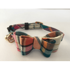 Coleira Zooland Para Gatos Modelo 1607 - Quadriculado Azul Com Laço