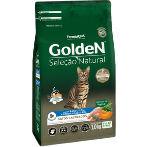 Ração Seca Golden Seleção Natural Gatos Castrados Adultos  - 1Kg